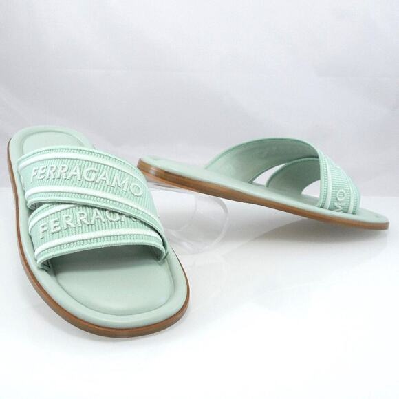 NIB$775 Ferragamo Laurene Logo Print Straps Flat Slides Sandals 6 C, 36.5 - Picture 12 of 16